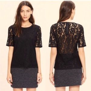 Madewell black lace top with peekaboo back, size XL.